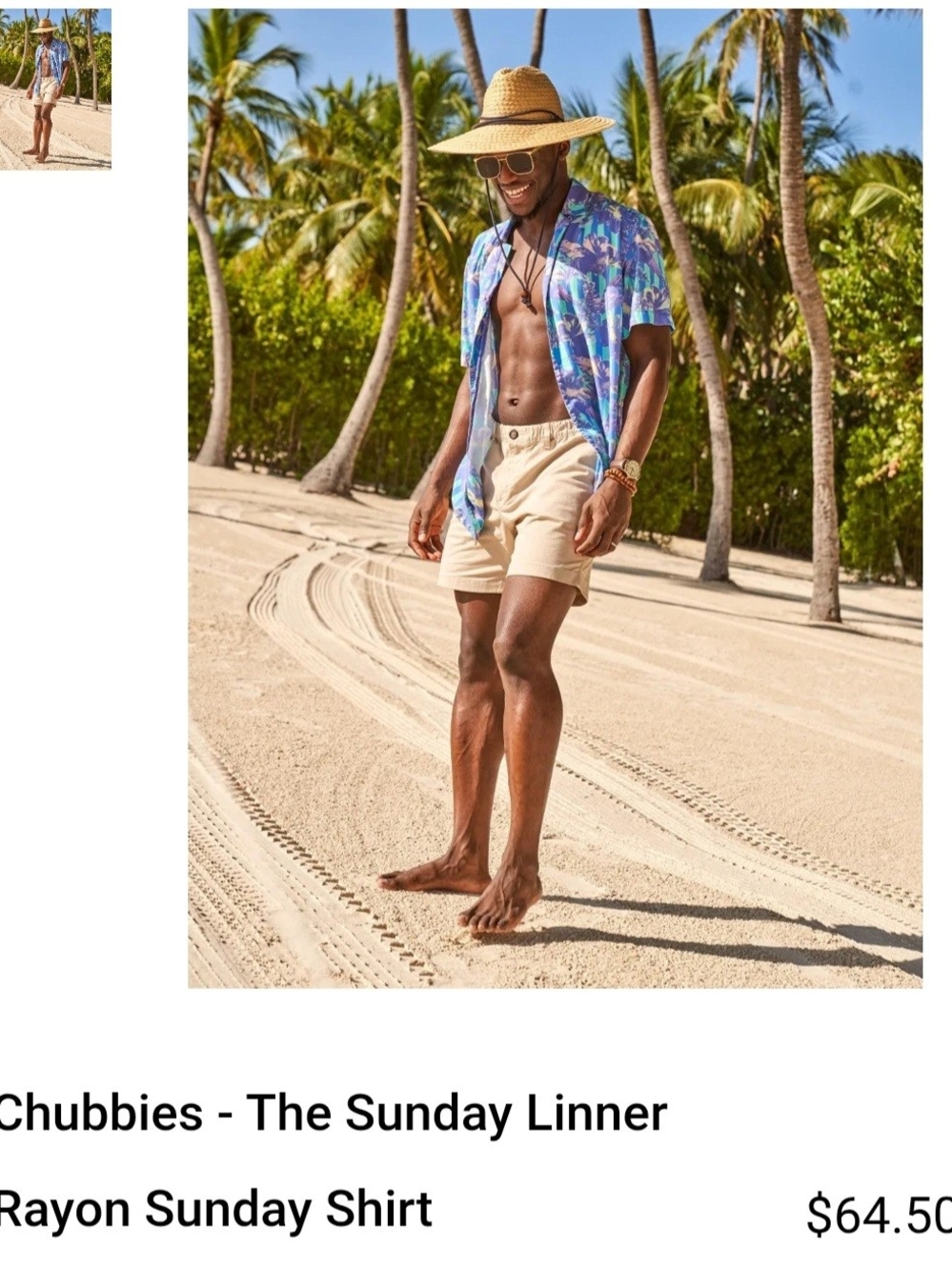 Chubbies Men's Blue Tropical Rayon Sunday Shirt - Short Sleeve Retail $64